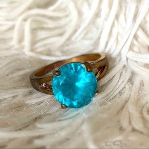 Genuine Paraiba topaz sterling silver ring vintage